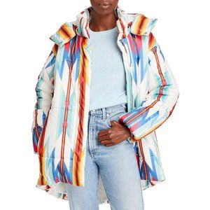 NWT Aqua Womens Pilo Cocoon Printed Puffer Jacket - L